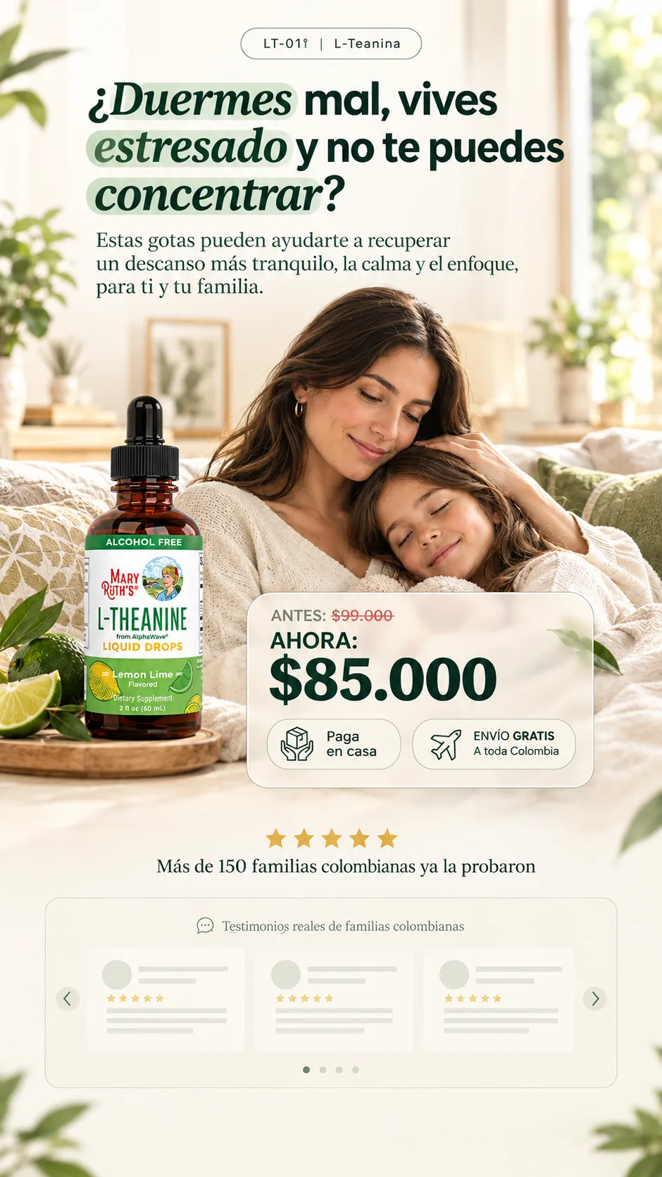 ¿Duermes mal, vives estresado y no te puedes concentrar? Gotas de L-Teanina, ahora $85.000, envío gratis a toda Colombia.